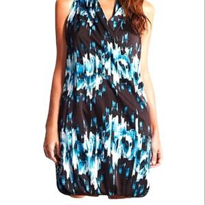 Derek Lam Dress Geometry Print Bubble Hem Faux Wrap L